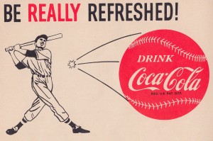 1961_Coke Ad_Best Vintage Coca Cola Ads_Baseball Ad Reproduction Poster